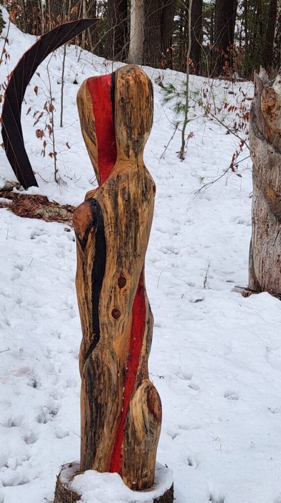 HUG 58" tall, white pine with black and red accents, 0