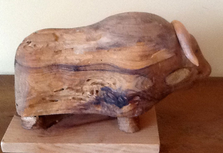 Muskox 11"x8"x 4", distressed wood, $500