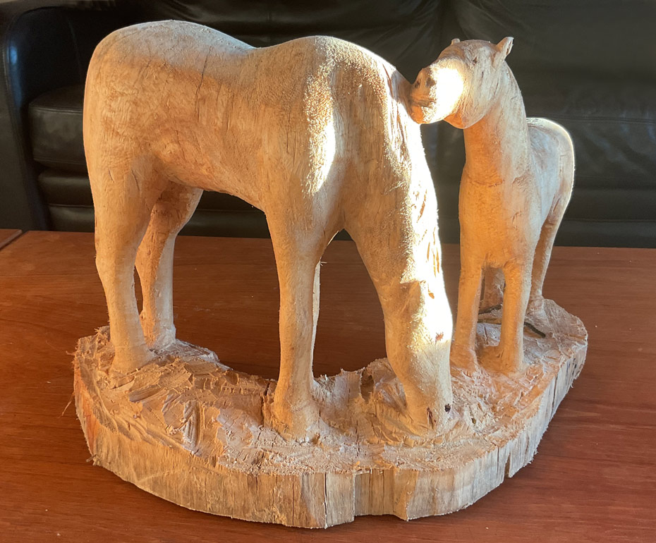 Horse and Foal 15x12x9” Basswood - $400